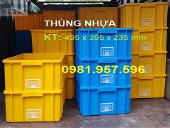 Thùng nhựa đặc kích thước 495 x 395 x 235 mm, khay nhựa, sóng nhựa bít